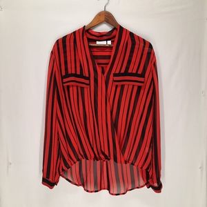 Bisou Bisou striped sheer blouse